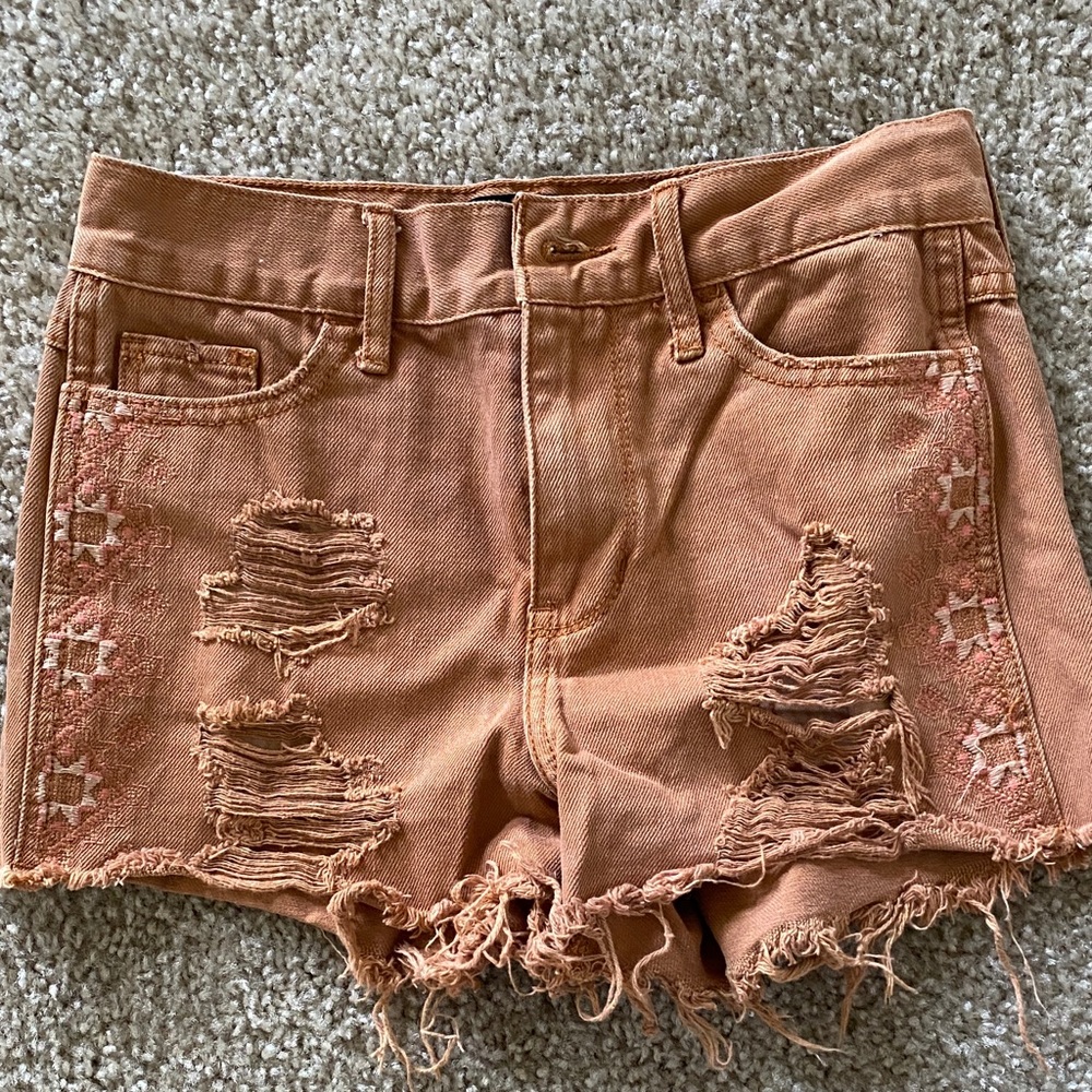 Hollister Distressed Brown Jean Shorts